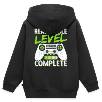 Fin d’études secondaires 2026 Fin d’études secondaires Garçon - Sweat Premium à capuche zippé enfant bio - noir - Dos - AI Model Kid Male (0cm)