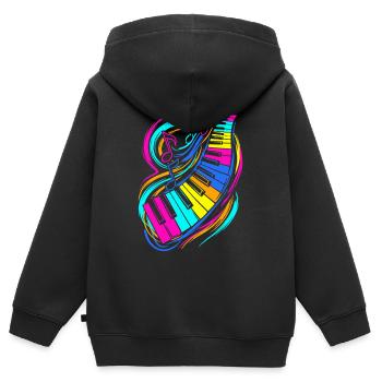 Clavier de piano - Sweat Premium à capuche zippé enfant bio - noir - Dos - AI Model Kid Male (0cm)
