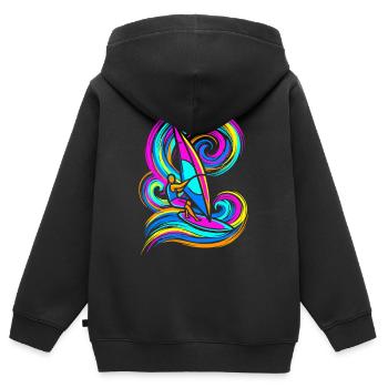 Windsurfing - Kids Premium Organic Zip-up Hoodie - black - Back - AI Model Kid Male (0cm)