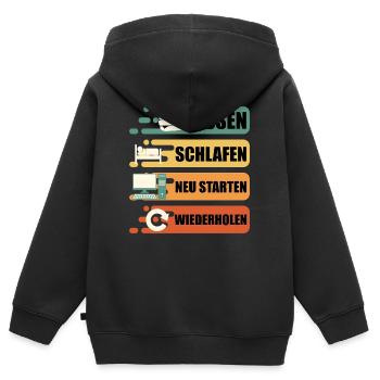 Technical Support RESTART FOOD SLEEP - Kids Premium Organic Zip-up Hoodie - black - Back - AI Model Kid Male (0cm)