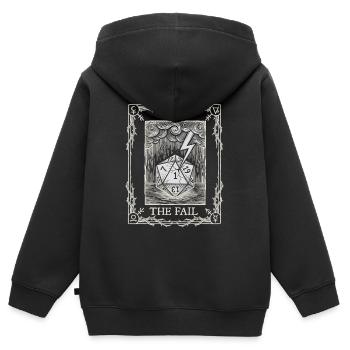 Vrai malchance Dés, Tarot Stylo et Papier - Sweat Premium à capuche zippé enfant bio - noir - Dos - AI Model Kid Male (0cm)