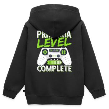Diplôme de fin d’études primaires École primaire Gamer - Sweat Premium à capuche zippé enfant bio - noir - Dos - AI Model Kid Male (0cm)