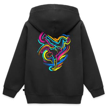 Breakdance - Kinder Premium Organic Zip Hoodie - Schwarz - Hinten - AI Model Kid Male (0cm)