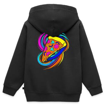 Tranche de pizza - Sweat Premium à capuche zippé enfant bio - noir - Dos - AI Model Kid Male (0cm)