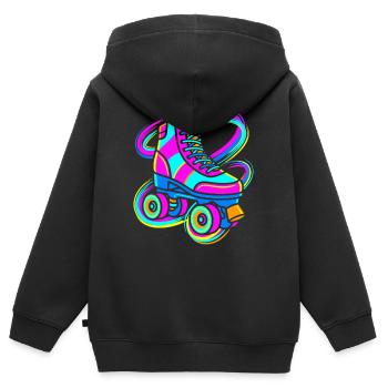 Rollschuh - Kinder Premium Organic Zip Hoodie - Schwarz - Hinten - AI Model Kid Male (0cm)