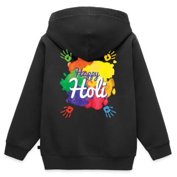 Frohes Holi-Fest Indisches Hindu-Holi-Fest - Kinder Premium Organic Zip Hoodie - Schwarz - Hinten - AI Model Kid Male (0cm)
