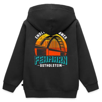 Ostsee ENDLOSER SOMMER FEHMARN OSTHOLSTEIN Lustig - Kinder Premium Organic Zip Hoodie - Schwarz - Hinten - AI Model Kid Male (0cm)