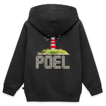 Poel Souvenier ÎLE POEL MER BALTIQUE Rétro Drôle - Sweat Premium à capuche zippé enfant bio - noir - Dos - AI Model Kid Male (0cm)
