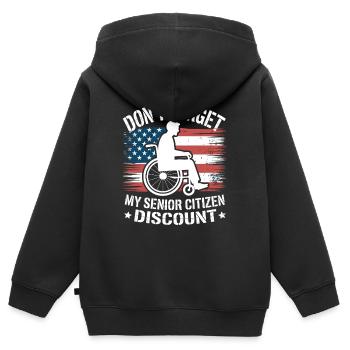 Motif drôle de seniors vieillissants - Sweat Premium à capuche zippé enfant bio - noir - Dos - AI Model Kid Male (0cm)