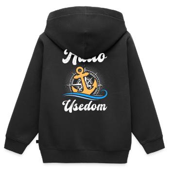Urlaub auf Usedom Ostsee HALLO USEDOM Lustig - Kinder Premium Organic Zip Hoodie - Schwarz - Hinten - AI Model Kid Male (0cm)