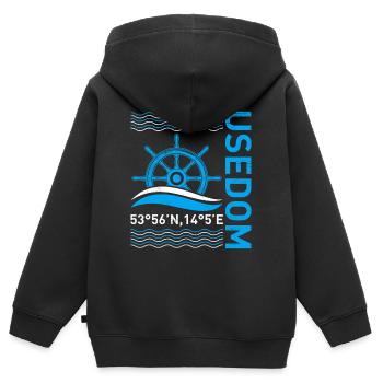 Insel USEDOM Ostsee Usedom Urlaub Lustiges - Kinder Premium Organic Zip Hoodie - Schwarz - Hinten - AI Model Kid Male (0cm)