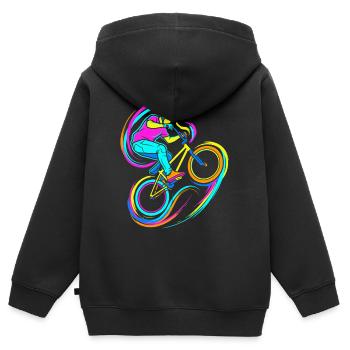 BMX Fahrer - Kinder Premium Organic Zip Hoodie - Schwarz - Hinten - AI Model Kid Male (0cm)