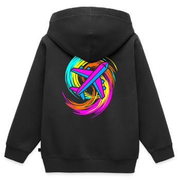 Flugzeug - Kinder Premium Organic Zip Hoodie - Schwarz - Hinten - AI Model Kid Male (0cm)