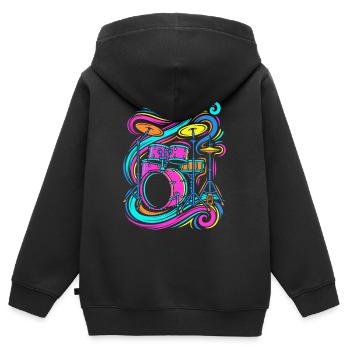 percussion - Sweat Premium à capuche zippé enfant bio - noir - Dos - AI Model Kid Male (0cm)