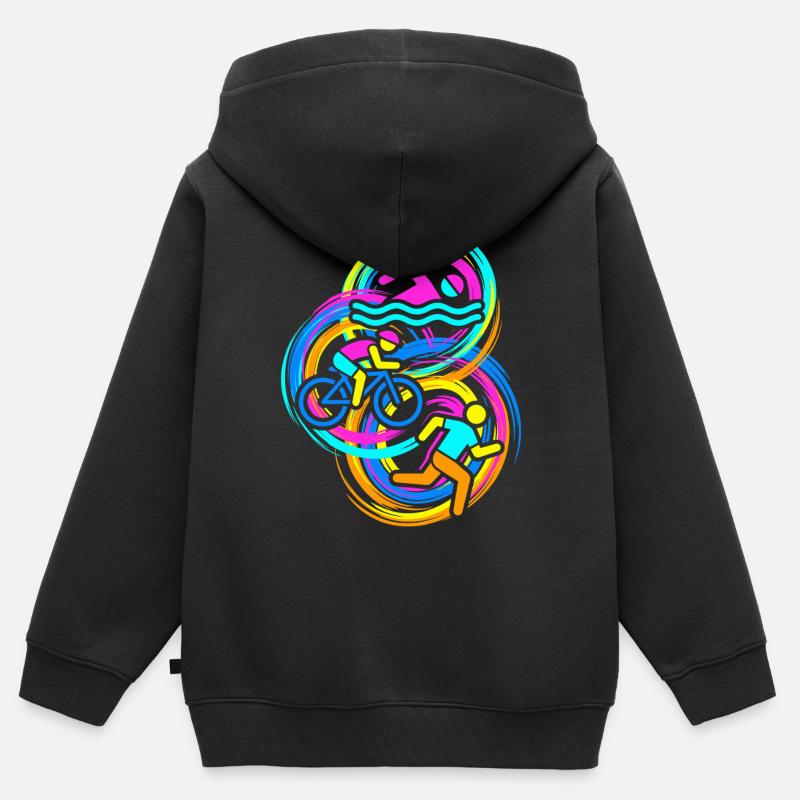 Triathlon - Sweat Premium à capuche zippé enfant bio - noir