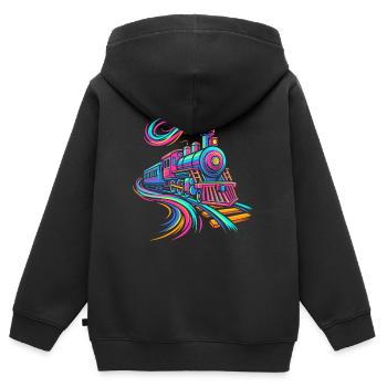 Dampflokomotive - Kinder Premium Organic Zip Hoodie - Schwarz - Hinten - AI Model Kid Male (0cm)