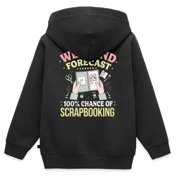 Wochenende Scrapbooking Vorhersage - Kinder Premium Organic Zip Hoodie - Schwarz - Hinten - AI Model Kid Male (0cm)