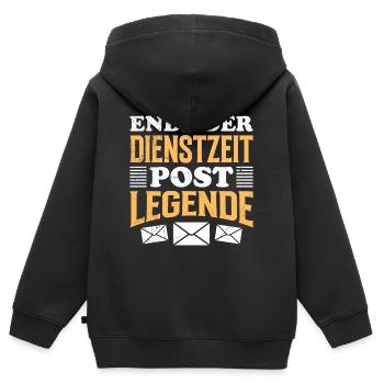 Briefträger ENDE DER DIENSTZEIT POST LEGENDE - Kinder Premium Organic Zip Hoodie - Schwarz - Hinten - AI Model Kid Male (0cm)