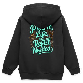 Pharmacien hospitalier Assurance vie Sécurité des médicaments - Sweat Premium à capuche zippé enfant bio - noir - Dos - AI Model Kid Male (0cm)