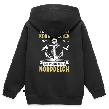 Opa ALTERSHEIM KANN WARTEN MUSS NACH NORDDEICH - Kinder Premium Organic Zip Hoodie - Schwarz - Hinten - AI Model Kid Male (0cm)