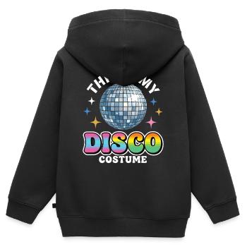 Voici mon costume disco boule disco - Sweat Premium à capuche zippé enfant bio - noir - Dos - AI Model Kid Male (0cm)