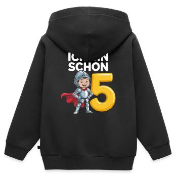 Ich bin 5 - Cooles 5. Geburtstag Junge Ritter - Kinder Premium Organic Zip Hoodie - Schwarz - Hinten - AI Model Kid Male (0cm)