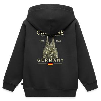 Cologne, Allemagne, Souvenir de la cathédrale du Dom de Cologne - Sweat Premium à capuche zippé enfant bio - noir - Dos - AI Model Kid Male (0cm)