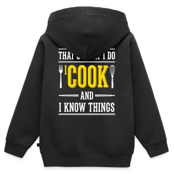 Koch Spruch Typografie Küche - Kinder Premium Organic Zip Hoodie - Schwarz - Hinten - AI Model Kid Male (0cm)
