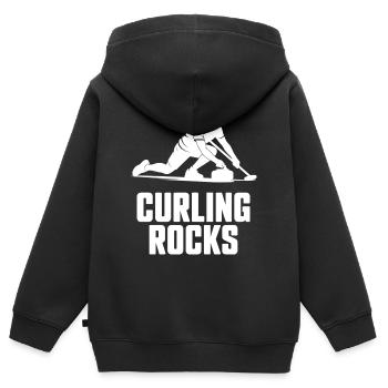 Curling Rocks Wintersport Silhouette Man - Kinder Premium Organic Zip Hoodie - Schwarz - Hinten - AI Model Kid Male (0cm)