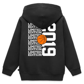 7E ANNIVERSAIRE BASKETBALL 2019 ÉDITION LIMITÉE - Sweat Premium à capuche zippé enfant bio - noir - Dos - AI Model Kid Male (0cm)