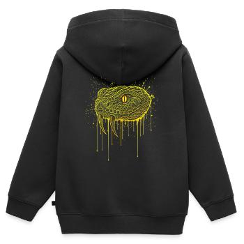 Tête de serpent serpent de vipère dorée - Sweat Premium à capuche zippé enfant bio - noir - Dos - AI Model Kid Male (0cm)