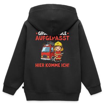 Grundschule Einschulung Schulstart 1. Klasse - Kinder Premium Organic Zip Hoodie - Schwarz - Hinten - AI Model Kid Male (0cm)