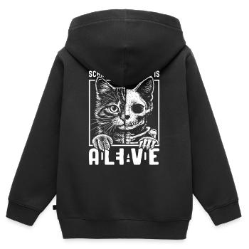 Le chat de Schrödinger vivant et mort - Sweat Premium à capuche zippé enfant bio - noir - Dos - AI Model Kid Male (0cm)