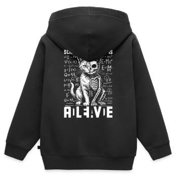 Schrödinger's Cat Dead And Alive - Kinder Premium Organic Zip Hoodie - Schwarz - Hinten - AI Model Kid Male (0cm)