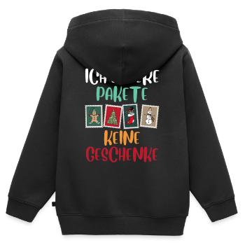Weihnachten LIEFERE PAKETE KEINE GESCHENKE - Kinder Premium Organic Zip Hoodie - Schwarz - Hinten - AI Model Kid Male (0cm)