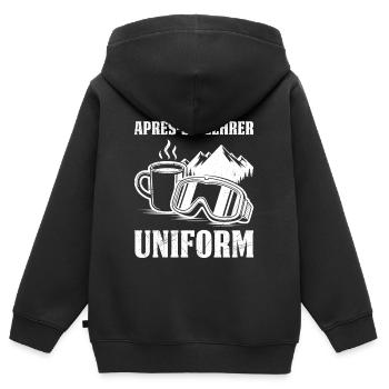 Skifahren MEINE APRES-SKILEHRER UNIFORM LUSTIG - Kinder Premium Organic Zip Hoodie - Schwarz - Hinten - AI Model Kid Male (0cm)
