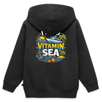 I Need Vitamin Sea | Kreuzfahrt Wortspiel Motiv - Kinder Premium Organic Zip Hoodie - Schwarz - Hinten - AI Model Kid Male (0cm)