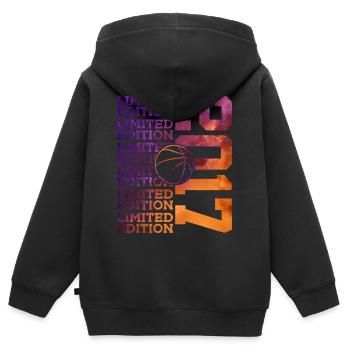 LIMITED EDITION 2017 BASKETBALL 9. GEBURTSTAG - Kinder Premium Organic Zip Hoodie - Schwarz - Hinten - AI Model Kid Male (0cm)