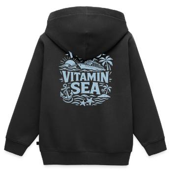 I Need Vitamin Sea | Kreuzfahrt Wortspiel Motiv - Kinder Premium Organic Zip Hoodie - Schwarz - Hinten - AI Model Kid Male (0cm)