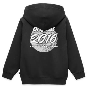 10e anniversaire 2016 cadeau garçons et filles - Sweat Premium à capuche zippé enfant bio - noir - Dos - AI Model Kid Male (0cm)