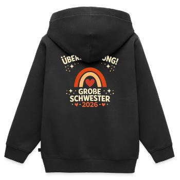 Überraschung! Große Schwester 2026 - Kinder Premium Organic Zip Hoodie - Schwarz - Hinten - AI Model Kid Male (0cm)
