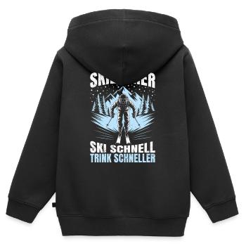 Après SKI INSTRUCTOR SKI FAST DRINK FASTER FUN - Kids Premium Organic Zip-up Hoodie - black - Back - AI Model Kid Male (0cm)