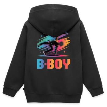 B-Boy Breakdance Streetstyle Breakdancer - Sweat Premium à capuche zippé enfant bio - noir - Dos - AI Model Kid Male (0cm)