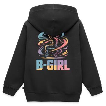 B-Girl Breakdance Streetstyle Retro Design - Kinder Premium Organic Zip Hoodie - Schwarz - Hinten - AI Model Kid Male (0cm)