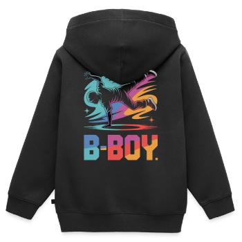 B-Boy Breakdance Streetstyle Breakdancer - Sweat Premium à capuche zippé enfant bio - noir - Dos - AI Model Kid Male (0cm)