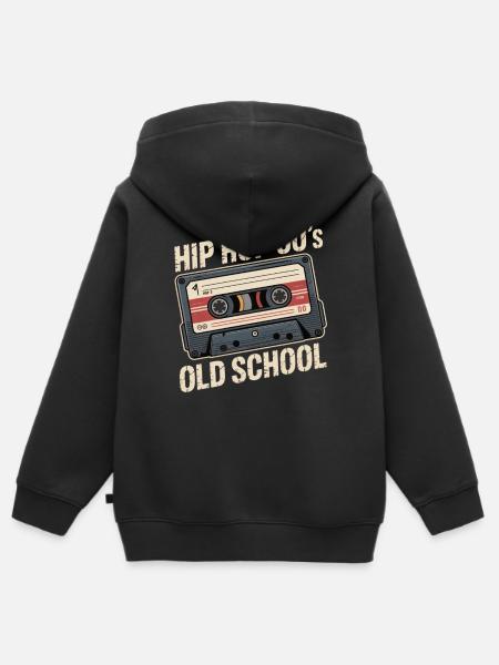 Hip Hop 90s Old School Kassette - Kinder Premium Organic Zip Hoodie - Schwarz