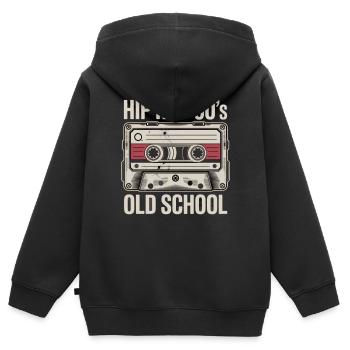 Hip Hop 90s Old School Kassette - Kinder Premium Organic Zip Hoodie - Schwarz - Hinten - AI Model Kid Male (0cm)
