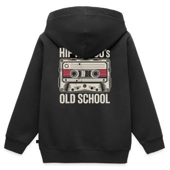 Hip Hop 90s Old School Kassette - Kinder Premium Organic Zip Hoodie - Schwarz - Hinten - AI Model Kid Male (0cm)