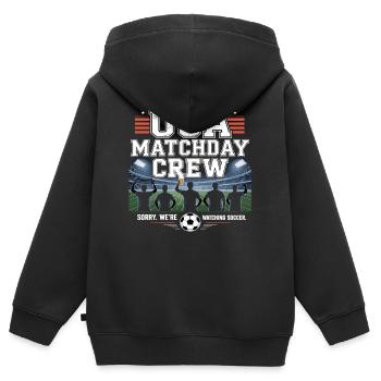 USA Matchday Crew – Soccer Fan - Kinder Premium Organic Zip Hoodie - Schwarz - Hinten - AI Model Kid Male (0cm)