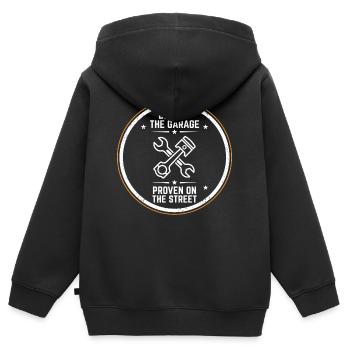 Garage Schrauber Emblem Built In The Garage - Kinder Premium Organic Zip Hoodie - Schwarz - Hinten - AI Model Kid Male (0cm)